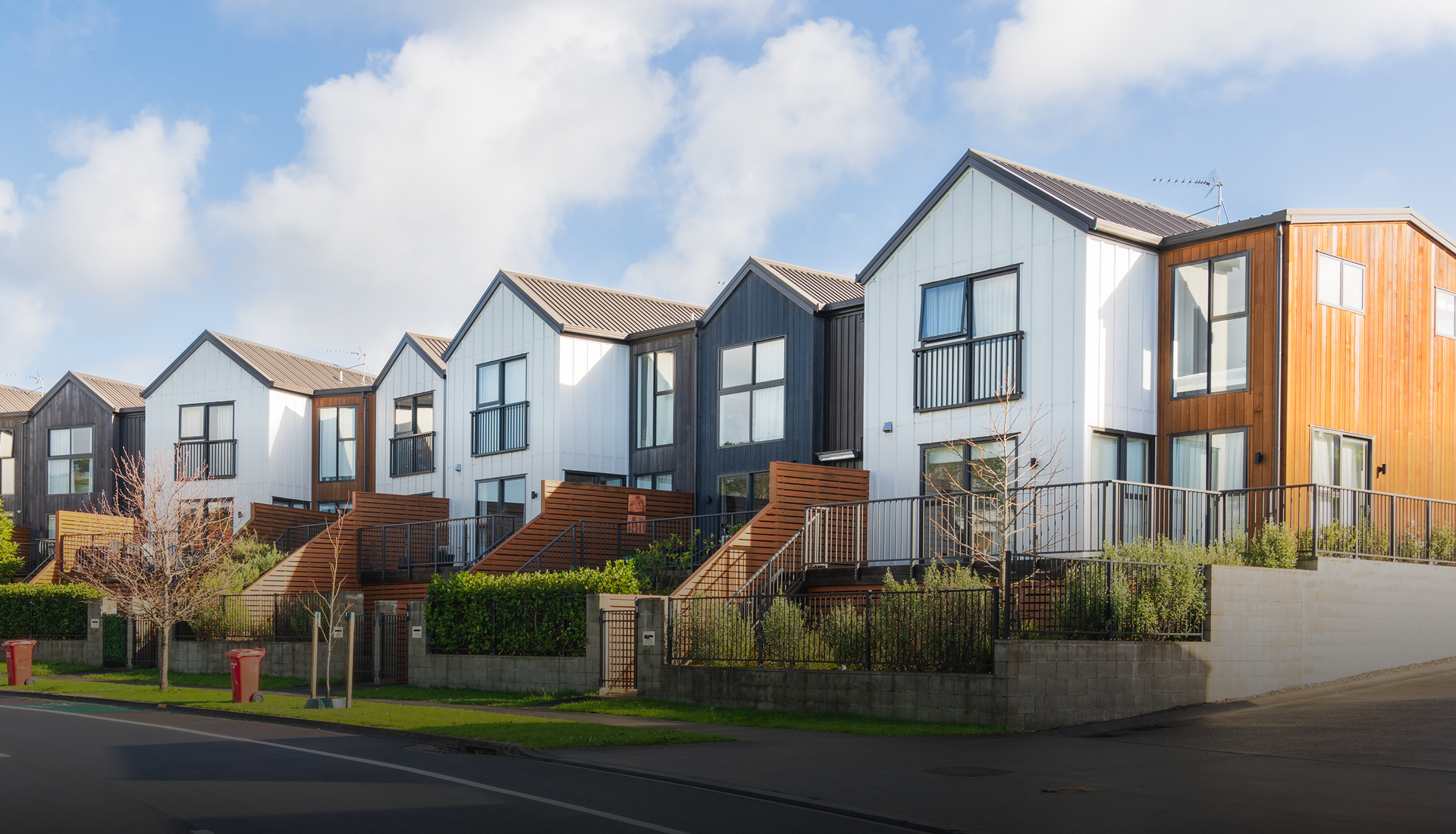 Row of contemporary suburban homes